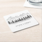 Rustikale Hochzeit der Pinienwälder Rechteckiger Pappuntersetzer (angewinkelt)