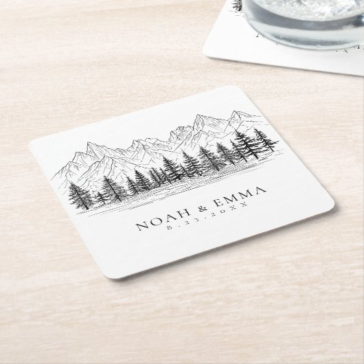 Rustikale Hochzeit der Pinienwälder Rechteckiger Pappuntersetzer (angewinkelt)