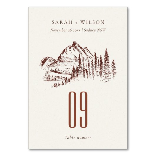 Rustikale Hochzeit der Pinienwälder Tischnummer (Rückseite)