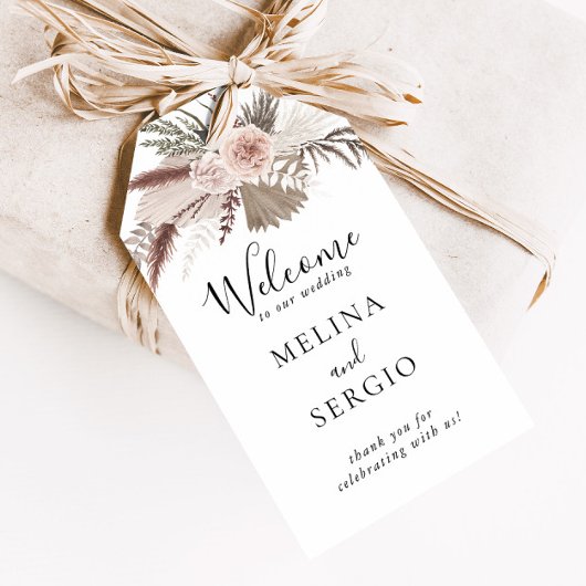 Rustikale Hochzeit der Rose Gold Floral Begrüßung Geschenkanhänger