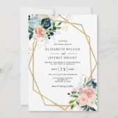 Rustikale Hochzeit der roten Blüte Gold Floral Einladung (Vorderseite)