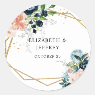 Rustikale Hochzeit der roten Blüte Gold Floral Runder Aufkleber