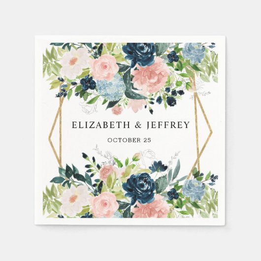 Rustikale Hochzeit der roten Blüte Gold Floral Serviette (Vorderseite)