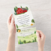 Rustikale Hochzeit der Rotkäppchen All In One Einladung (Abreißen)