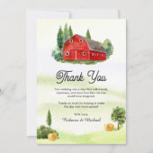 Rustikale Hochzeit der Rotkäppchen Dankeskarte (Vorderseite)