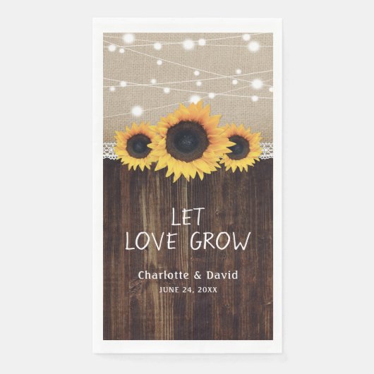 Rustikale Hochzeit der Sonnenblume aus Holz Serviette (Vorderseite)