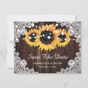 Rustikale Hochzeit der Sonnenblumen aus Holz Ankündigung