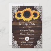 Rustikale Hochzeit der Sonnenblumen aus Holz Save The Date (Vorderseite)