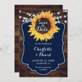 Rustikale Hochzeit der Sonnenblumen der Holzschiff Save The Date (Vorne/Hinten)