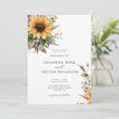 Rustikale Hochzeit der Sonnenblumen Einladung (Stehend Vorderseite)