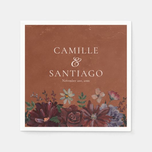 Rustikale Hochzeit der Terracotta Serviette (Vorderseite)