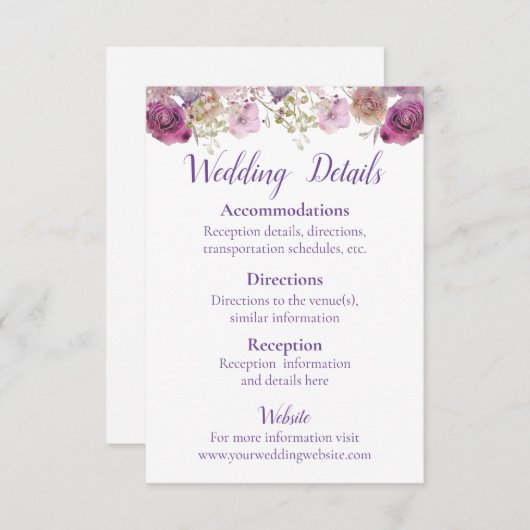 Rustikale Hochzeit der Wasserfarbe Begleitkarte (Vorne/Hinten)