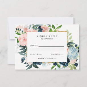 Rustikale Hochzeit der Wasserfarben mit dem blütig RSVP Karte