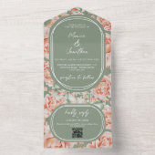 Rustikale Hochzeit der Wasserfarben mit grünem Blü All In One Einladung (Innen Boden)