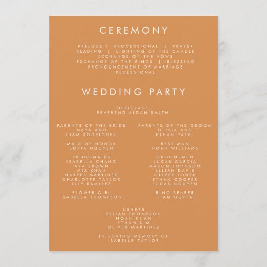 Rustikale Hochzeit der Wildblume Programm (Rückseite)