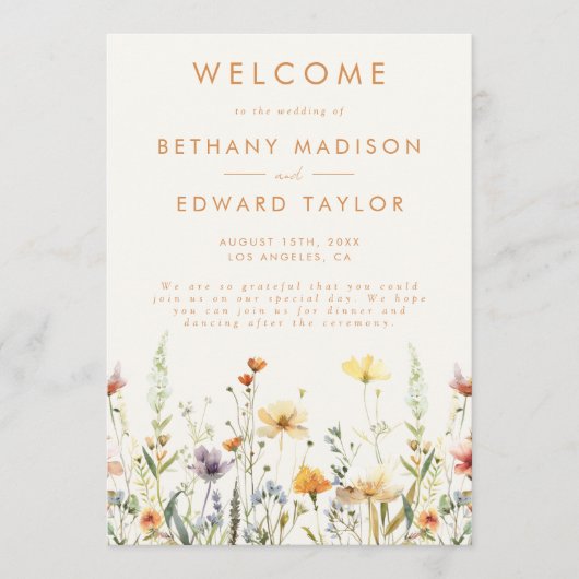 Rustikale Hochzeit der Wildblume Programm (Vorderseite)