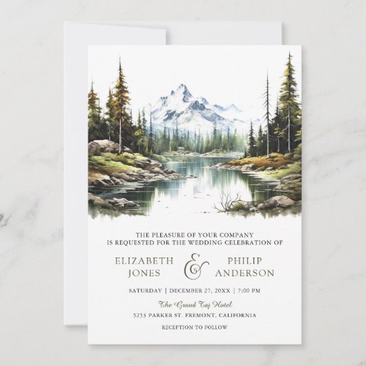 Rustikale Hochzeit des Bergwaldes QR-Codes Einladung (Vorderseite)