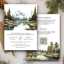 Rustikale Hochzeit des Bergwaldes QR-Codes Einladung