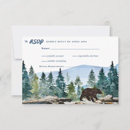 Rustikale Hochzeit des Bergwaldes RSVP Ankündigung (Vorderseite)