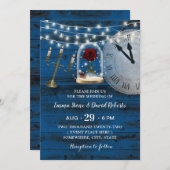 Rustikale Hochzeit des blauen Bartholzes Einladung (Vorne/Hinten)