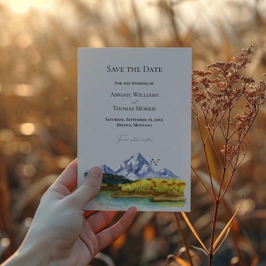 Rustikale Hochzeit des blauen Berges speichert die Save The Date