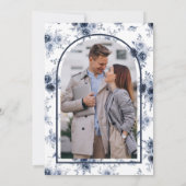 Rustikale Hochzeit des blauen Fotos Save The Date (Rückseite)