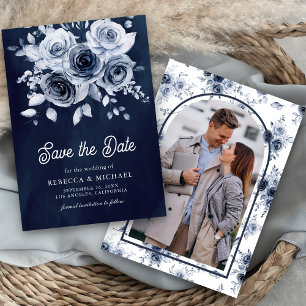 Rustikale Hochzeit des blauen Fotos Save The Date