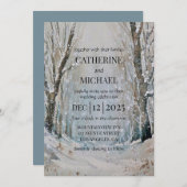 Rustikale Hochzeit des blauen Winterwaldes Einladung (Vorne/Hinten)
