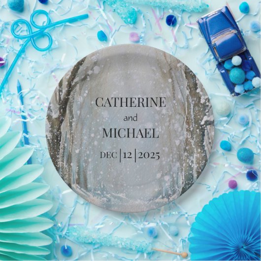 Rustikale Hochzeit des blauen Winterwaldes Pappteller (Party)