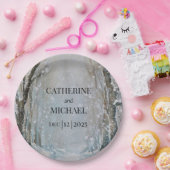 Rustikale Hochzeit des blauen Winterwaldes Pappteller (Party)