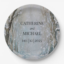 Rustikale Hochzeit des blauen Winterwaldes Pappteller