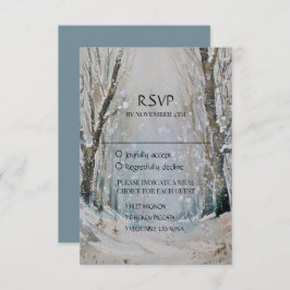 Rustikale Hochzeit des blauen Winterwaldes RSVP Karte