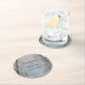 Rustikale Hochzeit des blauen Winterwaldes Runder Pappuntersetzer (Vor Ort)