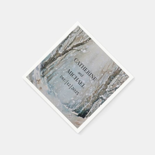 Rustikale Hochzeit des blauen Winterwaldes Serviette (Ecke)