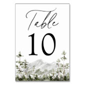 Rustikale Hochzeit des Evergreen Forest Tischnummer (Rückseite)