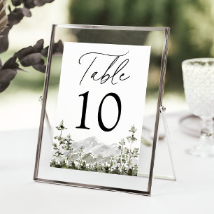 Rustikale Hochzeit des Evergreen Forest Tischnummer