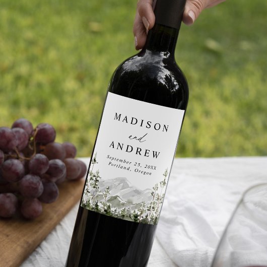 Rustikale Hochzeit des Evergreen Forest Weinetikett