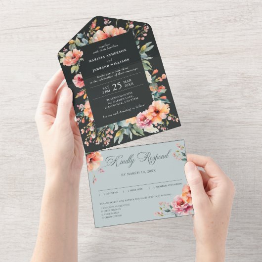 Rustikale Hochzeit des Grünen Blumengartens All In One Einladung (Abreißen)