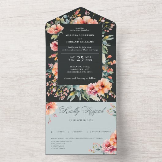 Rustikale Hochzeit des Grünen Blumengartens All In One Einladung (Innen Boden)