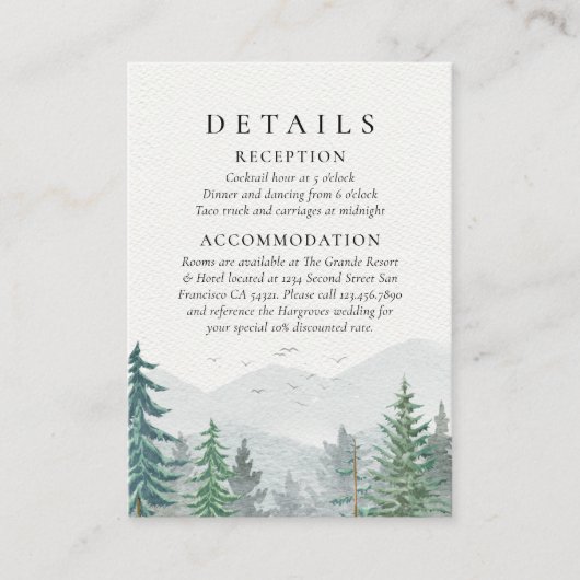 Rustikale Hochzeit des grünen Pinienwaldes Begleitkarte (Vorderseite)