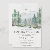 Rustikale Hochzeit des grünen Pinienwaldes Einladung (Vorderseite)