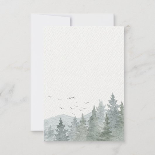 Rustikale Hochzeit des grünen Pinienwaldes RSVP Karte (Rückseite)