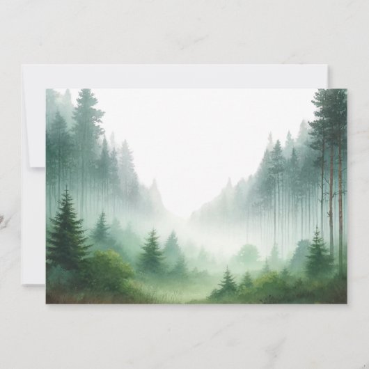 Rustikale Hochzeit des grünen Waldes Karte (Rückseite)