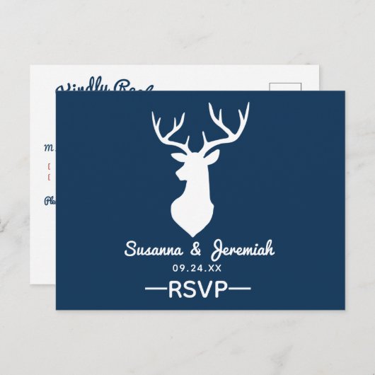 Rustikale Hochzeit des Hirschen Einladungspostkarte (Vorne/Hinten)
