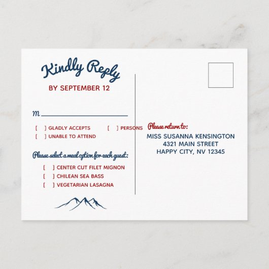 Rustikale Hochzeit des Hirschen Einladungspostkarte (Rückseite)