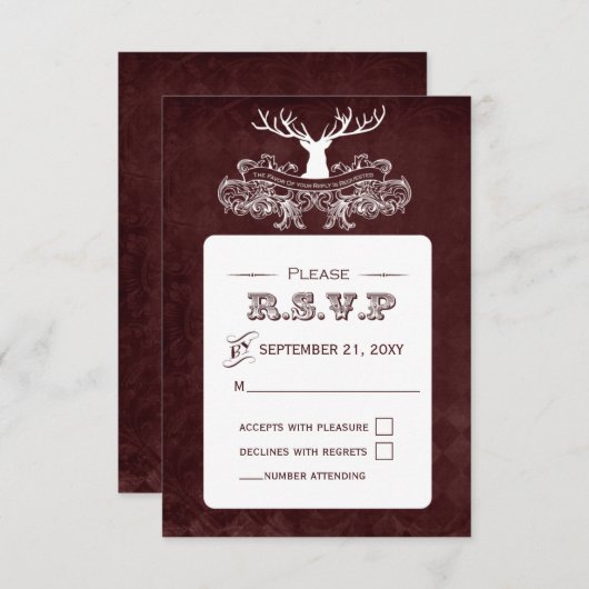 Rustikale Hochzeit des Hirschwinterwaldes RSVP Karte (Vorne/Hinten)