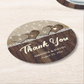 Rustikale Hochzeit des Holzofenherzes Runder Pappuntersetzer (Angewinkelt)