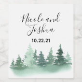 Rustikale Hochzeit des Kiefernwaldes Weinetikett (Einzelnes Label)