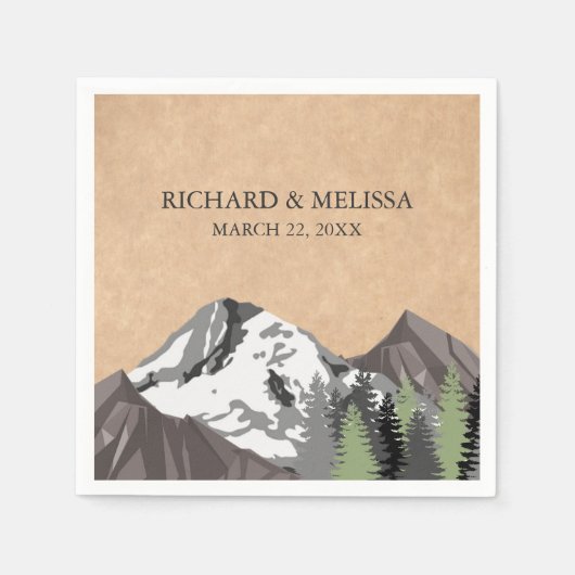Rustikale Hochzeit des Kraft Mountain Forest Serviette (Vorderseite)