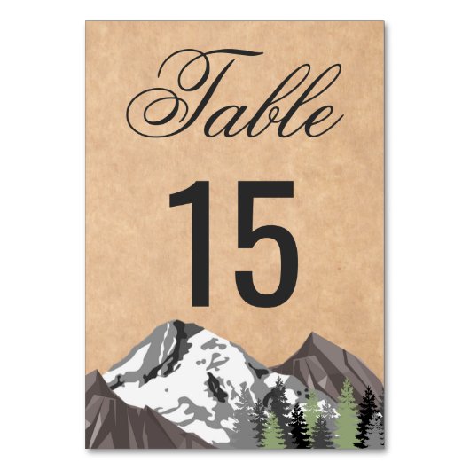 Rustikale Hochzeit des Kraft Mountain Forest Tischnummer (Vorderseite)
